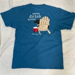 Dog is Good Never Drink Alone T Shirt w/ Black Lab Men’s Unisex Large GUC